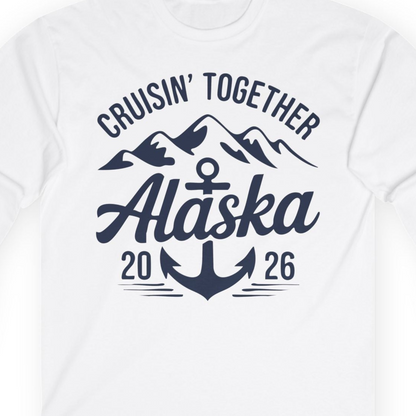 Alaska Cruise Shirt Long Sleeve Shirt – White – Alaska Cruise Shirts Close Up