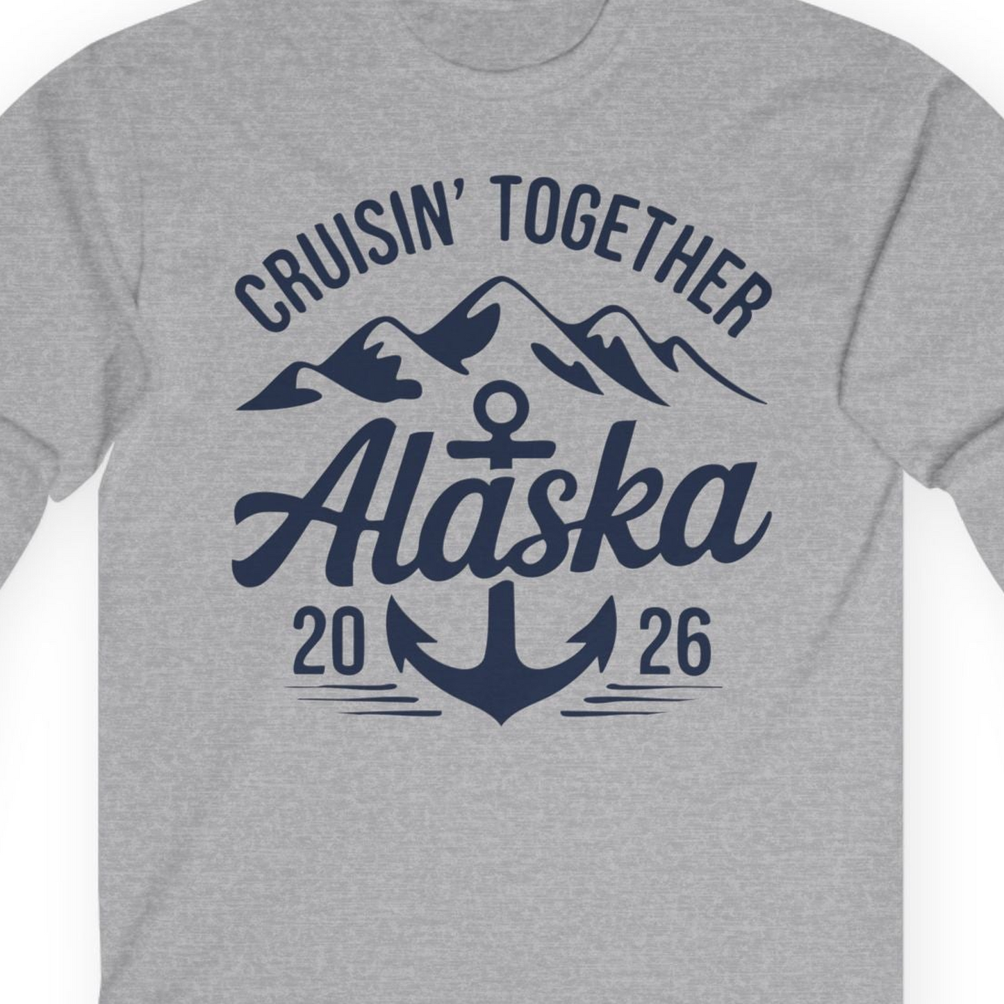 Alaska Cruise Shirt Long Sleeve Shirt – Sport Grey – Alaska Cruise Shirts Close Up