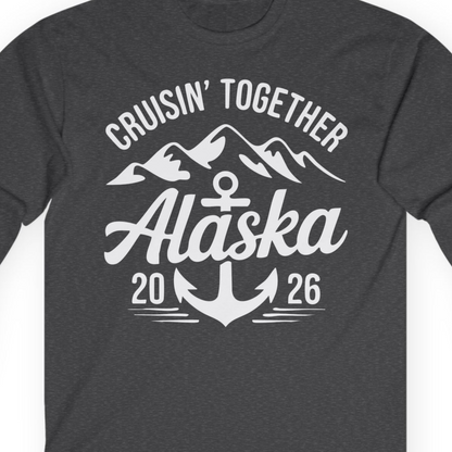 Alaska Cruise Shirt Long Sleeve Shirt – Dark Heather – Alaska Cruise Shirts Close Up
