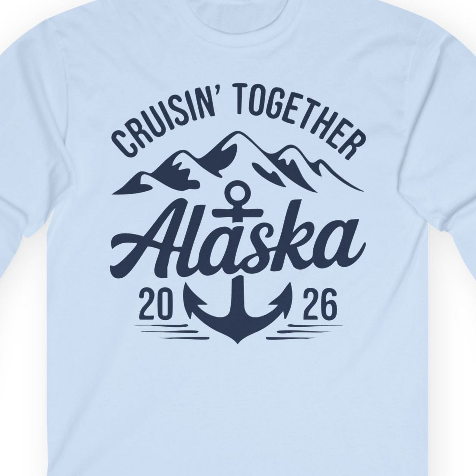 Alaska Cruise Shirt Long Sleeve Shirt – Light Blue – Alaska Cruise Shirts Close Up