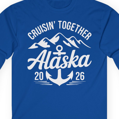 Alaska Cruise Shirt Long Sleeve Shirt – Royal – Alaska Cruise Shirts Close Up