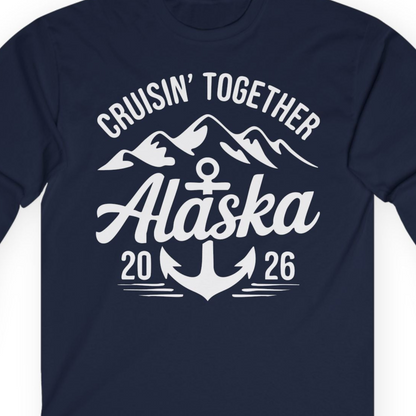 Alaska Cruise Shirt Long Sleeve Shirt – Navy – Alaska Cruise Shirts Close Up
