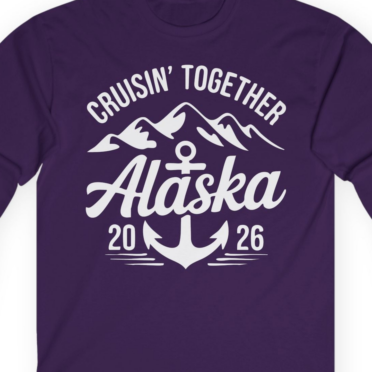 Alaska Cruise Shirt Long Sleeve Shirt – Purple – Alaska Cruise Shirts Close Up