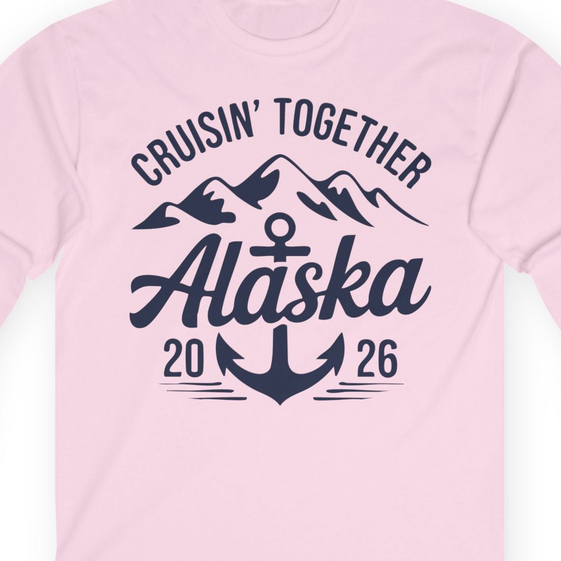 Alaska Cruise Shirt Long Sleeve Shirt – Light Pink – Alaska Cruise Shirts Close Up