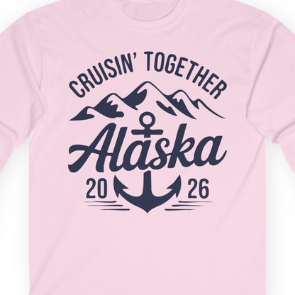 Alaska Cruise Shirt Long Sleeve Shirt – Light Pink – Alaska Cruise Shirts Close Up