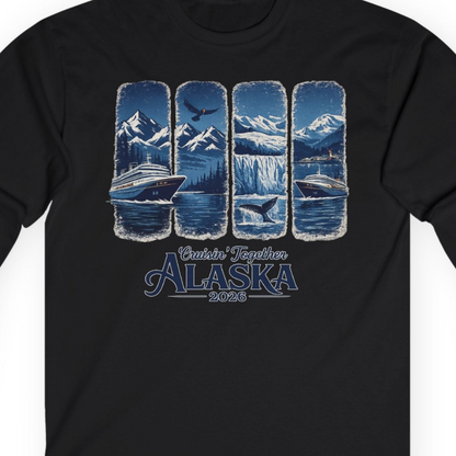 Alaska Cruise Adventure Shirt Long Sleeve Shirt – Black – Alaska Cruise Shirts Close Up