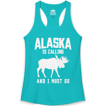 Alaska Is Calling Moose Silhouette Shirt Ladies Tank Top – Alaska Cruise Shirts