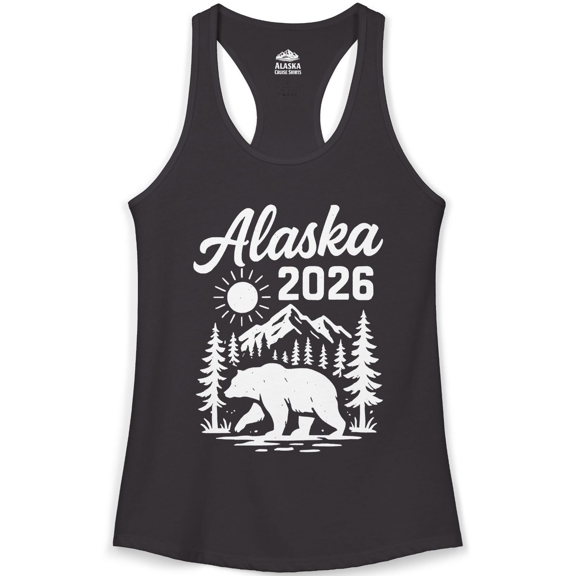 Alaska 2026 Bear and Mountains Nature Adventure Shirt — Ladies Tank Ladies Tank Top – Alaska Cruise Shirts