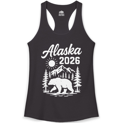 Alaska 2026 Bear and Mountains Nature Adventure Shirt — Ladies Tank Ladies Tank Top – Alaska Cruise Shirts