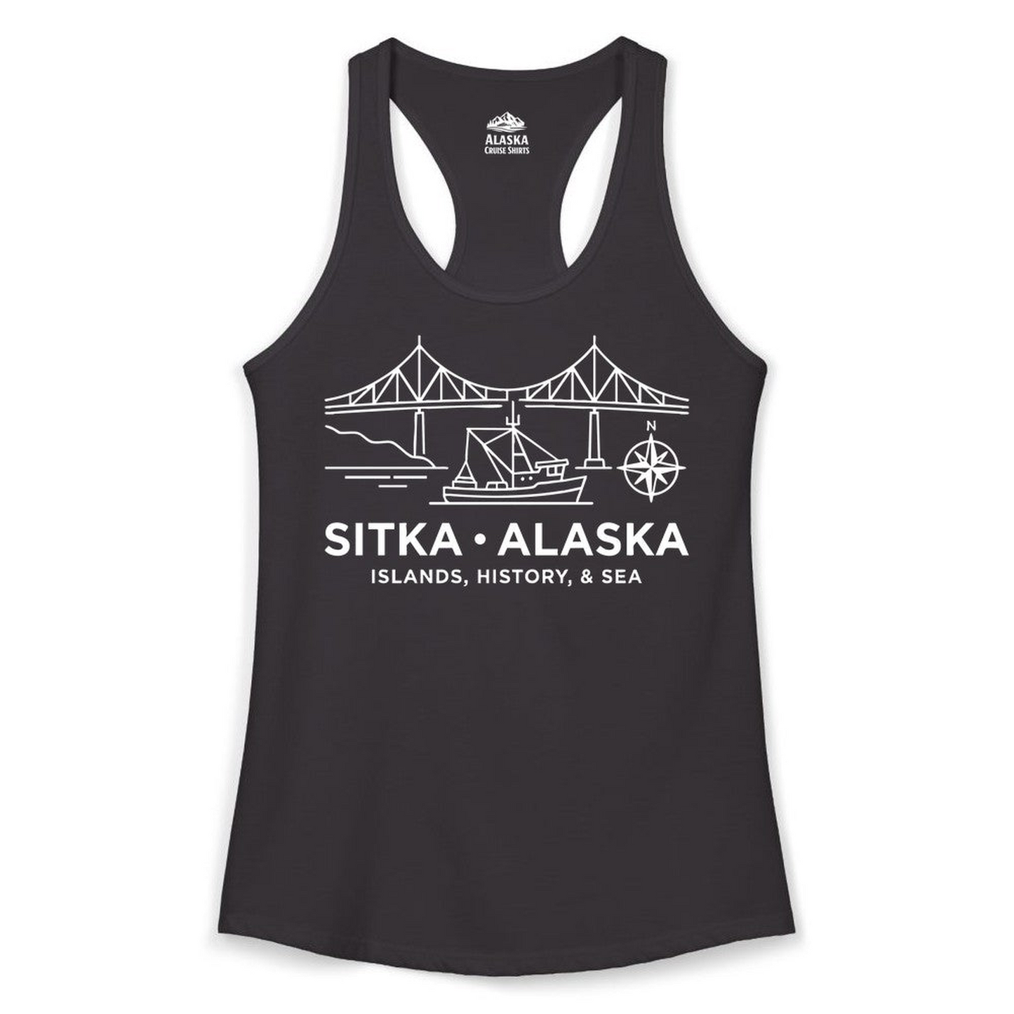 Sitka Alaska Nautical Line Art Shirt Ladies Tank Top – Alaska Cruise Shirts