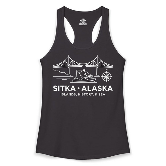 Sitka Alaska Nautical Line Art Shirt Ladies Tank Top – Alaska Cruise Shirts