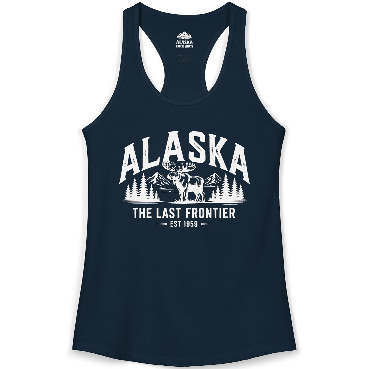 Alaska The Last Frontier Moose Mountain Wilderness Graphic Shirt — Ladies Tank Ladies Tank Top – Alaska Cruise Shirts