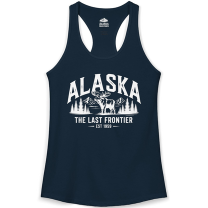 Alaska The Last Frontier Moose Mountain Wilderness Graphic Shirt — Ladies Tank Ladies Tank Top – Alaska Cruise Shirts