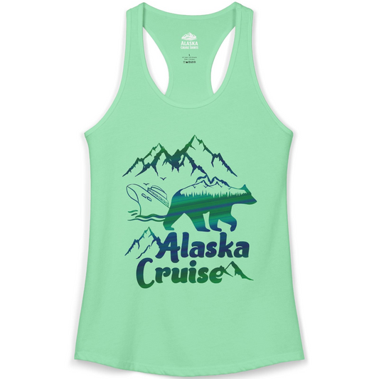Alaska Cruise Bear Mountains Silhouette Shirt Ladies Tank Top – Alaska Cruise Shirts