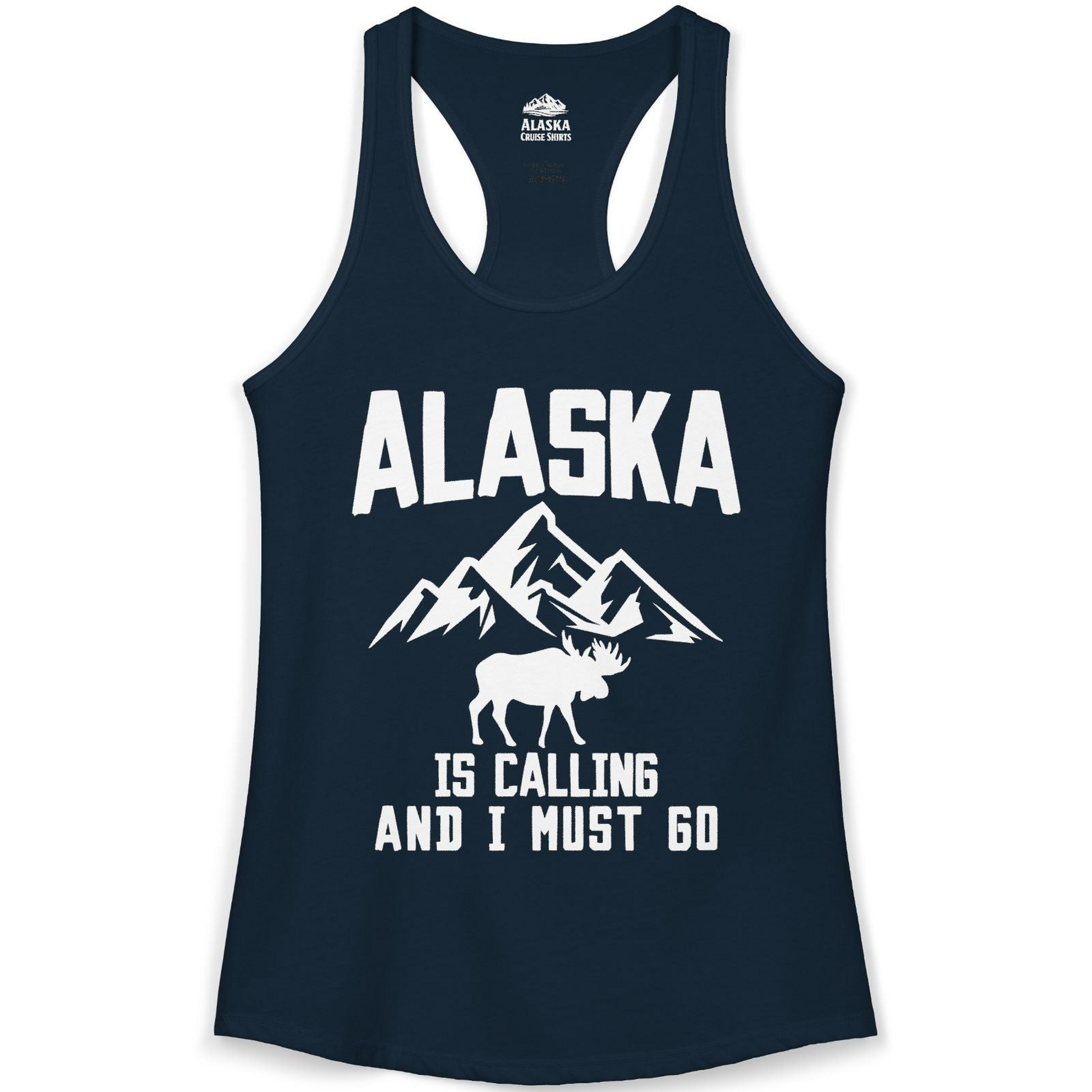 Alaska Is Calling Moose Mountains Adventure Silhouette Nature Shirt — Ladies Tank Ladies Tank Top – Alaska Cruise Shirts