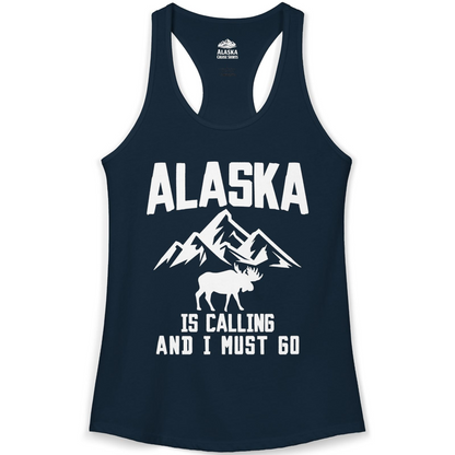 Alaska Is Calling Moose Mountains Adventure Silhouette Nature Shirt — Ladies Tank Ladies Tank Top – Alaska Cruise Shirts