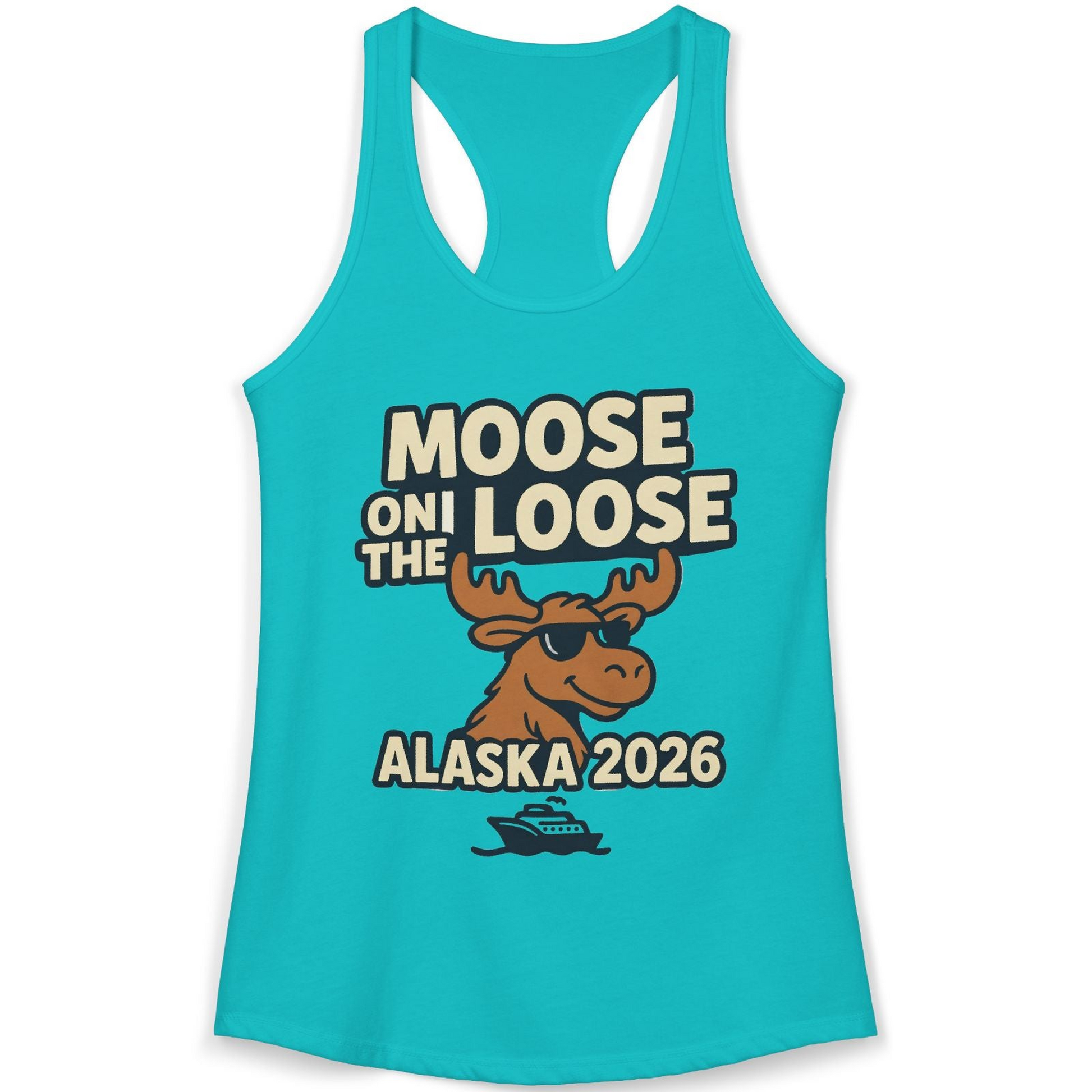 Moose on the Loose Alaska 2026 Cruise Cartoon Funny Shirt — Ladies Tank Ladies Tank Top – Alaska Cruise Shirts
