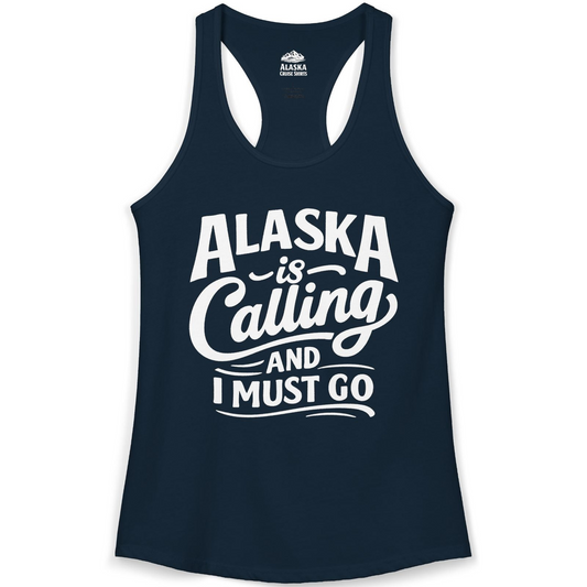 Alaska Is Calling Adventure Typography Shirt Ladies Tank Top – Alaska Cruise Shirts