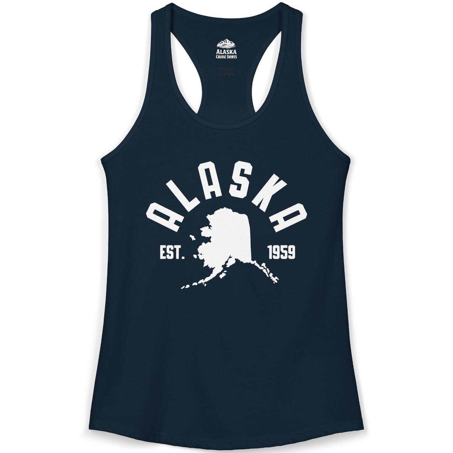 Vintage Alaska State Outline Est 1959 Retro Collegiate Shirt — Ladies Tank Ladies Tank Top – Alaska Cruise Shirts