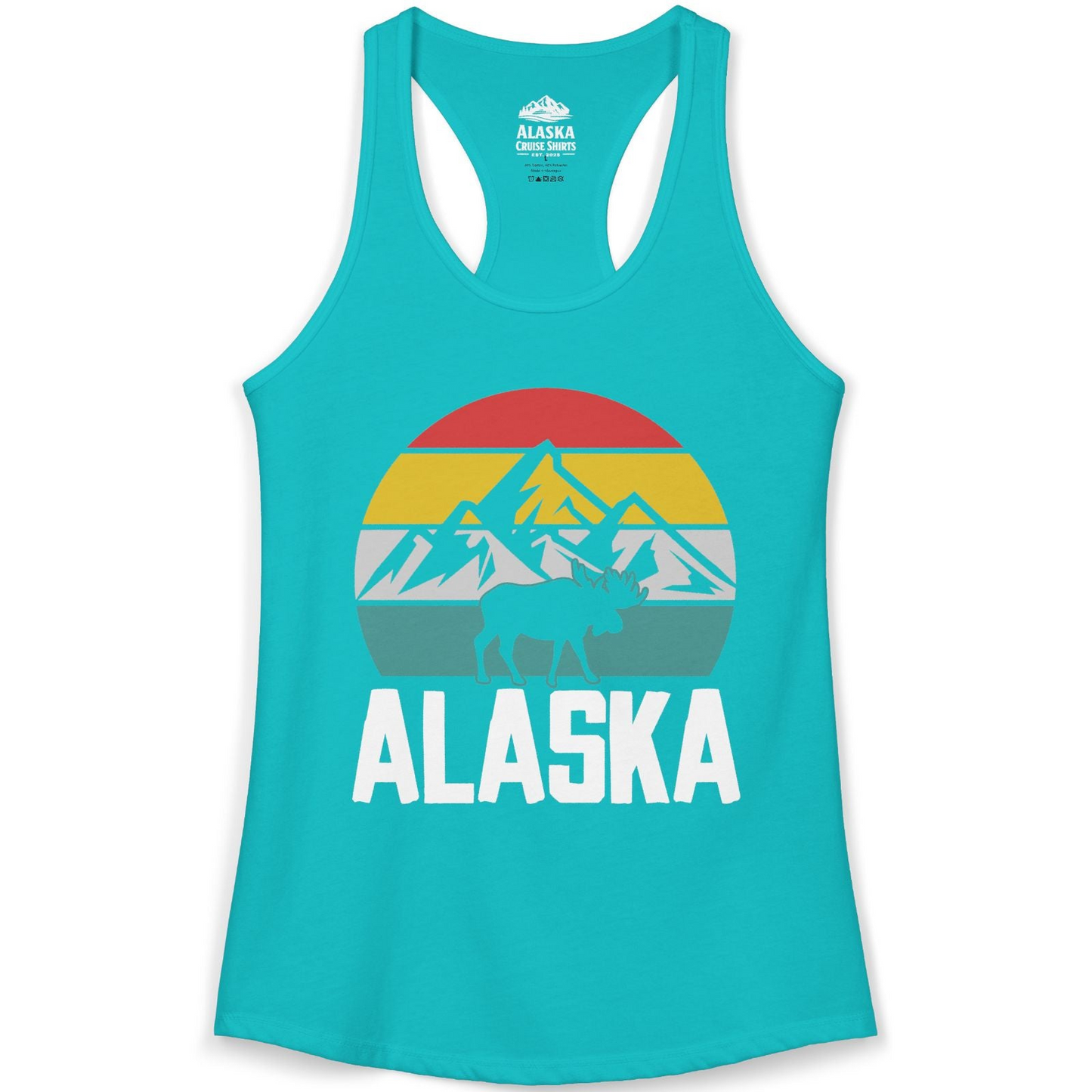 Retro Alaska Moose Silhouette Shirt Ladies Tank Top – Alaska Cruise Shirts