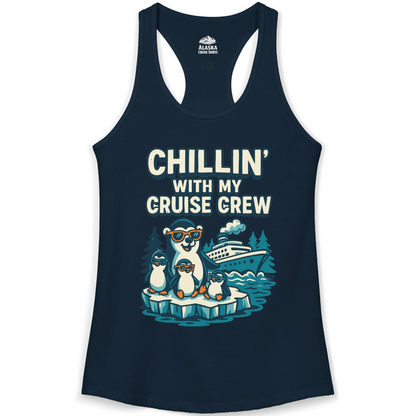 Chillin With My Cruise Crew Cute Penguins Alaska Cartoon Shirt — Ladies Tank Ladies Tank Top – Alaska Cruise Shirts