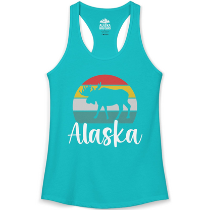 Retro Alaska Moose Silhouette Shirt Ladies Tank Top – Alaska Cruise Shirts
