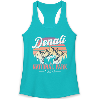 Retro Denali National Park Alaska Bear Mountains Vintage Shirt — Ladies Tank Ladies Tank Top – Alaska Cruise Shirts