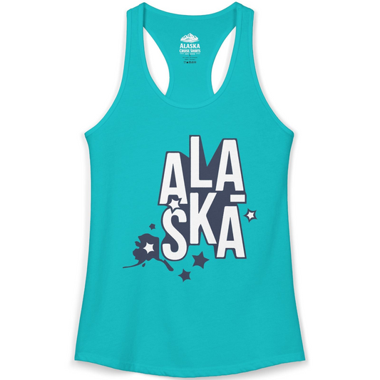 Alaska Stars Bold Typography Shirt Ladies Tank Top – Alaska Cruise Shirts