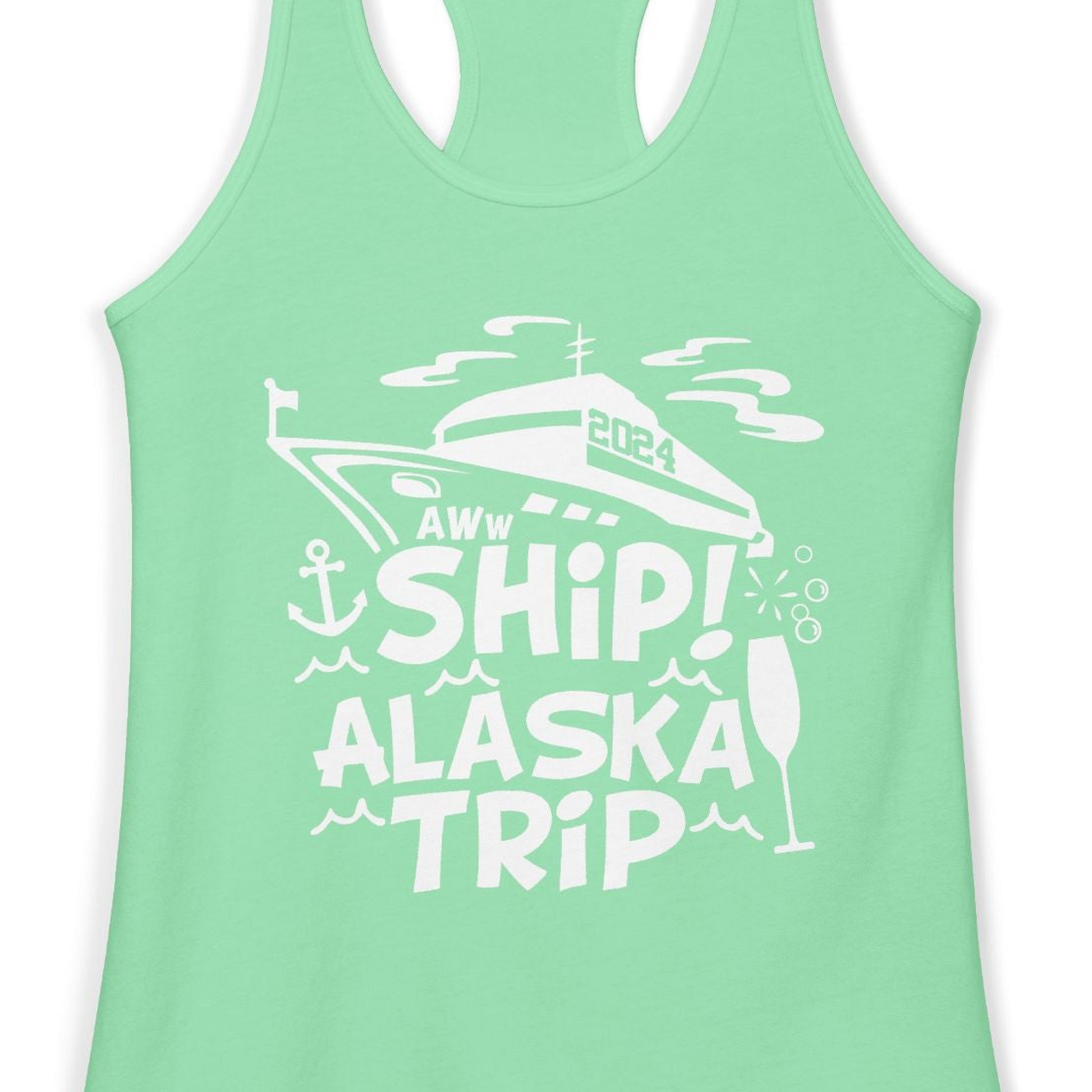 Aww Ship Alaska Cruise Shirt Ladies Tank Top – Alaska Cruise Shirts Close Up