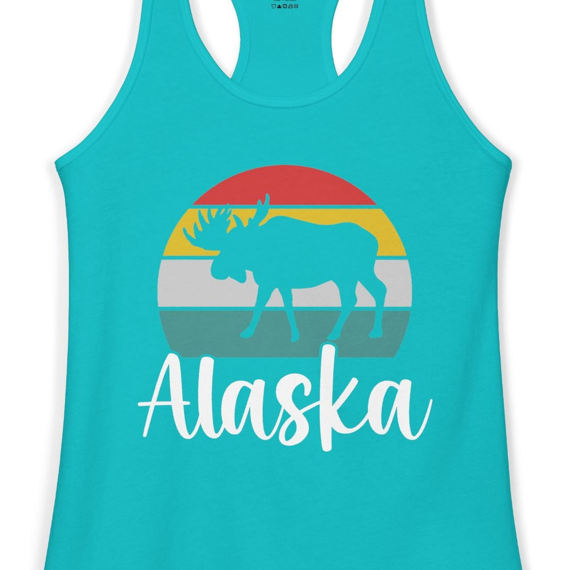 Retro Alaska Moose Silhouette Shirt Ladies Tank Top – Alaska Cruise Shirts Close Up