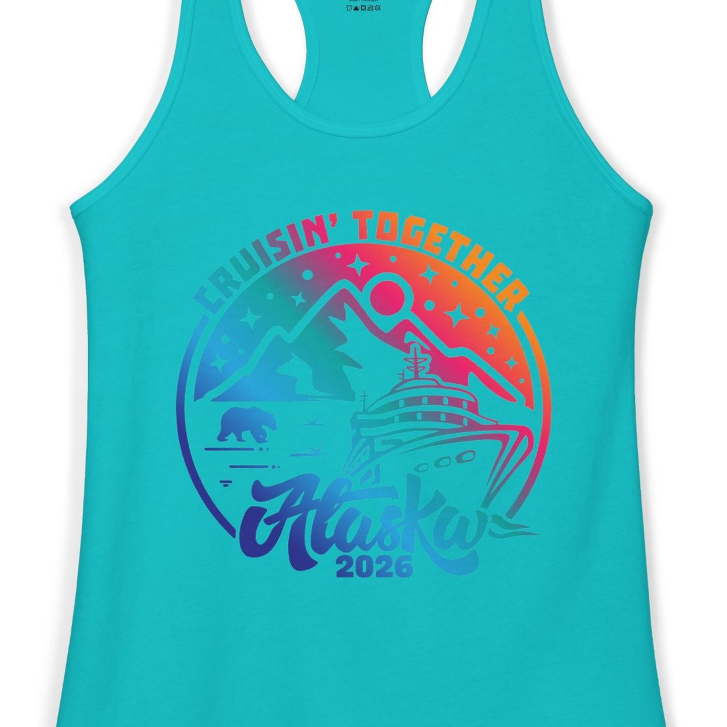 Alaska Cruise Adventure Mountains Wildlife Retro Family Group Shirt 2026 — Ladies Tank Ladies Tank Top – Alaska Cruise Shirts Close Up