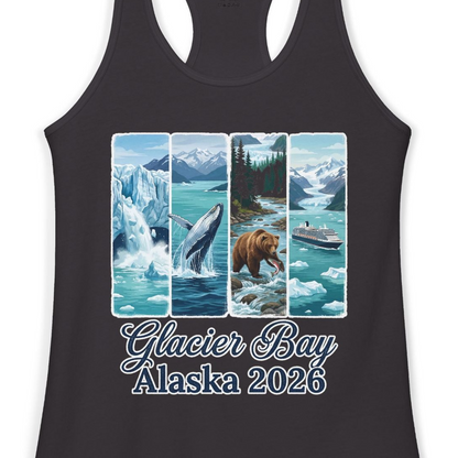Glacier Bay Alaska 2026 Cruise Nature Wildlife Adventure Shirt — Ladies Tank Ladies Tank Top – Alaska Cruise Shirts Close Up