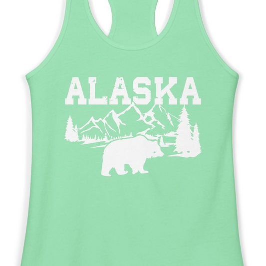 Alaska Bear Shirt Ladies Tank Top – Alaska Cruise Shirts Close Up