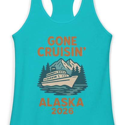 Gone Cruisin Alaska 2026 Retro Cruise Ship Nature Scenery Shirt — Ladies Tank Ladies Tank Top – Alaska Cruise Shirts Close Up