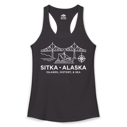 Sitka Alaska Nautical Line Art Shirt Ladies Tank Top – Alaska Cruise Shirts Close Up