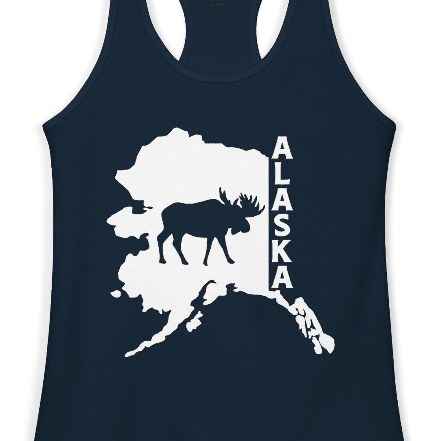 Alaska Moose Silhouette Shirt Ladies Tank Top – Alaska Cruise Shirts Close Up