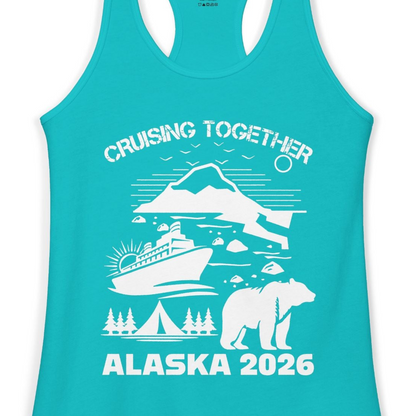 Alaska Cruise 2026 Family Adventure Bear Mountain Nature Shirt — Ladies Tank Ladies Tank Top – Alaska Cruise Shirts Close Up