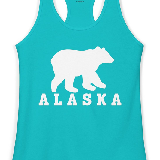 Alaska Bear Silhouette Shirt Ladies Tank Top – Alaska Cruise Shirts Close Up
