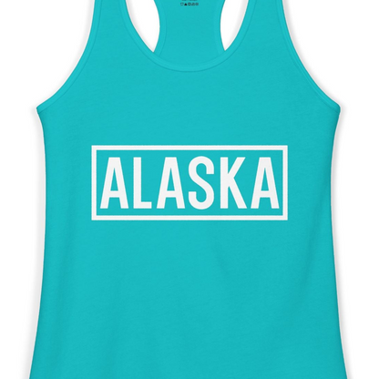 Alaska Bold Text Minimalist Monochrome Graphic Shirt for Travelers — Ladies Tank Ladies Tank Top – Alaska Cruise Shirts Close Up