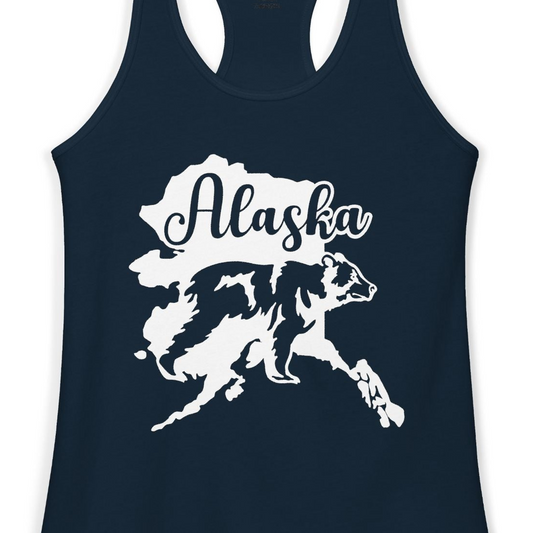 Alaska Bear Silhouette Shirt Ladies Tank Top – Alaska Cruise Shirts Close Up