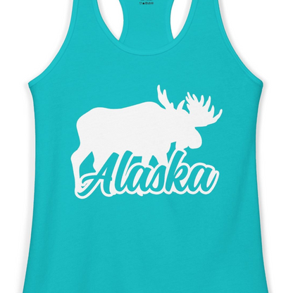 Alaska Moose Wildlife Silhouette Shirt Ladies Tank Top – Alaska Cruise Shirts Close Up