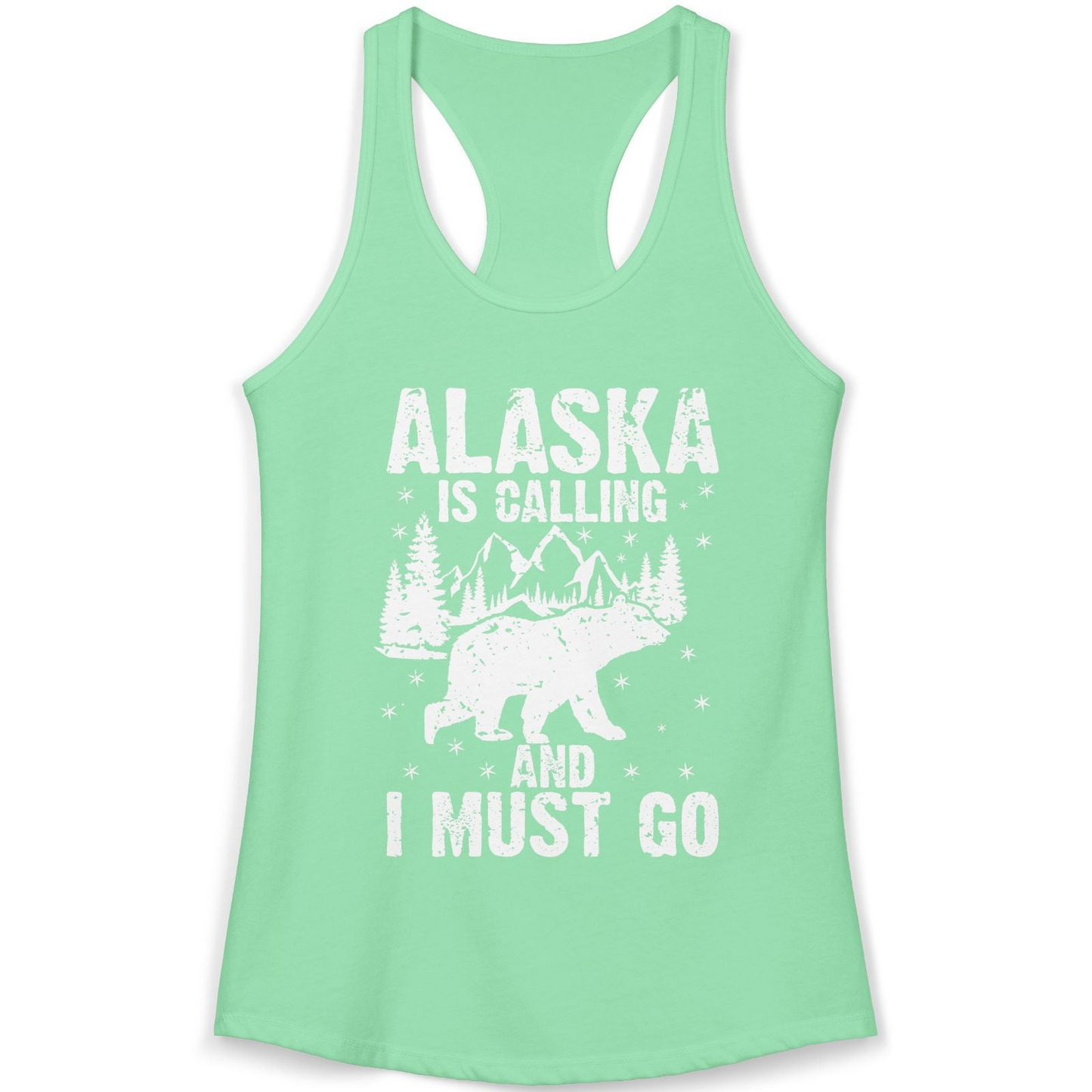Alaska Is Calling Bear Mountain Wilderness Adventure Vintage Shirt — Ladies Tank Ladies Tank Top – Solid Mint – Alaska Cruise Shirts