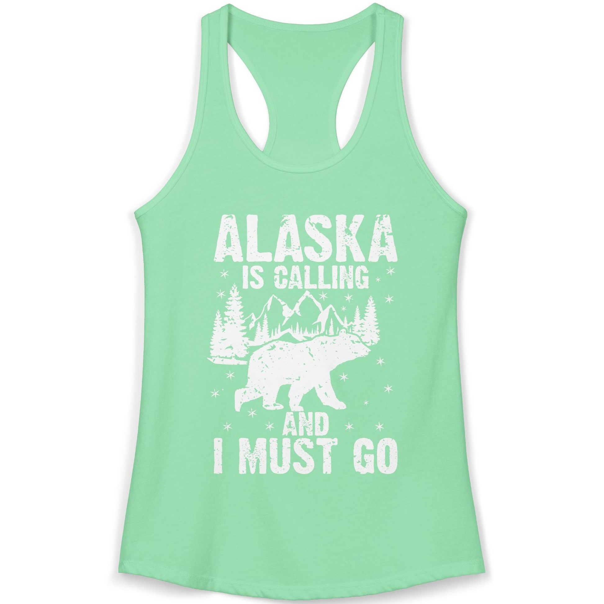 Alaska Is Calling Bear Mountain Wilderness Adventure Vintage Shirt — Ladies Tank Ladies Tank Top – Solid Mint – Alaska Cruise Shirts