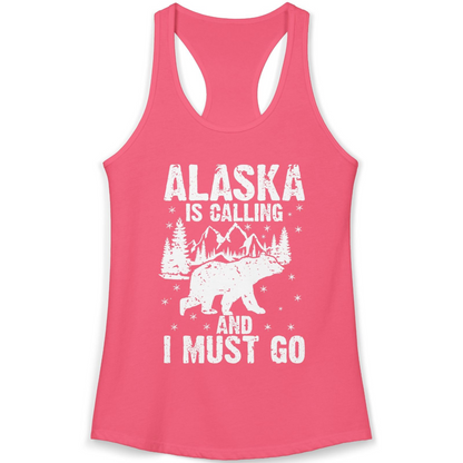 Alaska Is Calling Bear Mountain Wilderness Adventure Vintage Shirt — Ladies Tank Ladies Tank Top – Hot Pink – Alaska Cruise Shirts