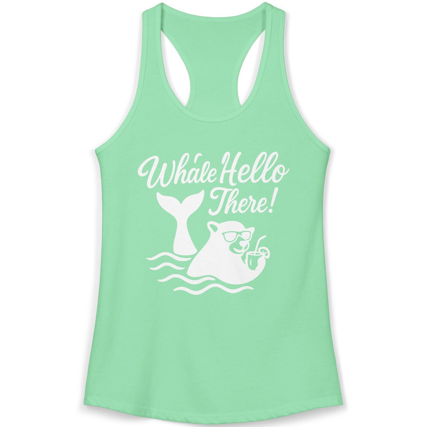 Whale Hello There Shirt Ladies Tank Top – Solid Mint – Alaska Cruise Shirts