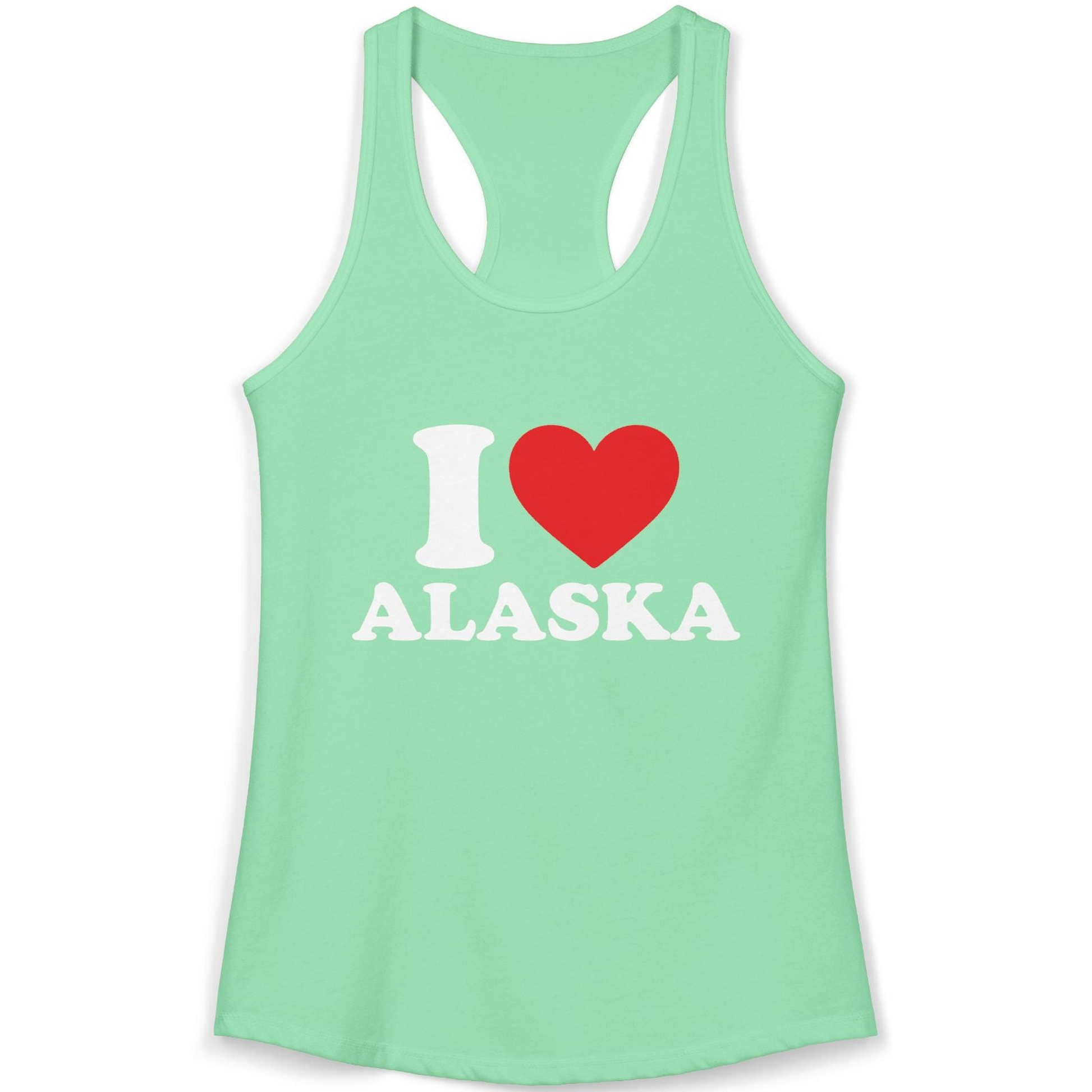 I Love Alaska Shirt Ladies Tank Top – Solid Mint – Alaska Cruise Shirts