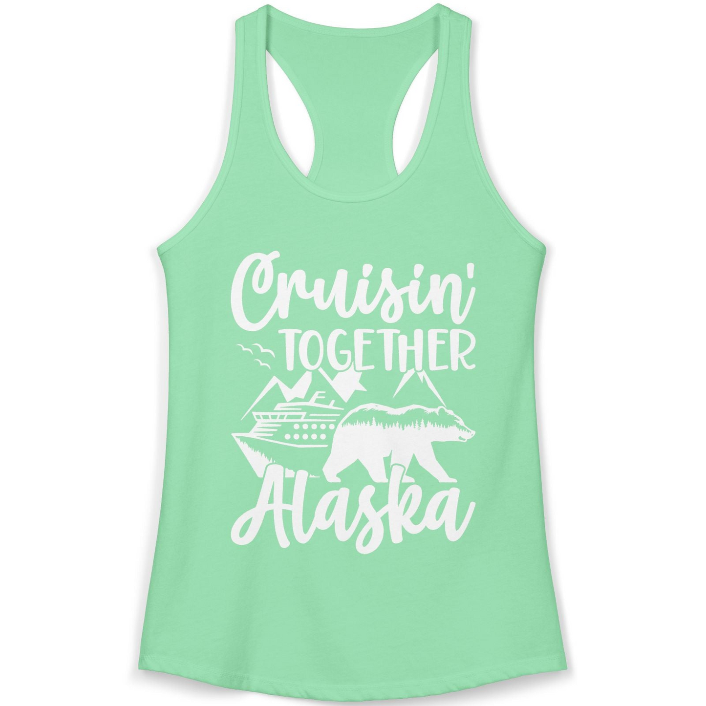 Alaska Cruise Adventure Shirt Ladies Tank Top – Solid Mint – Alaska Cruise Shirts