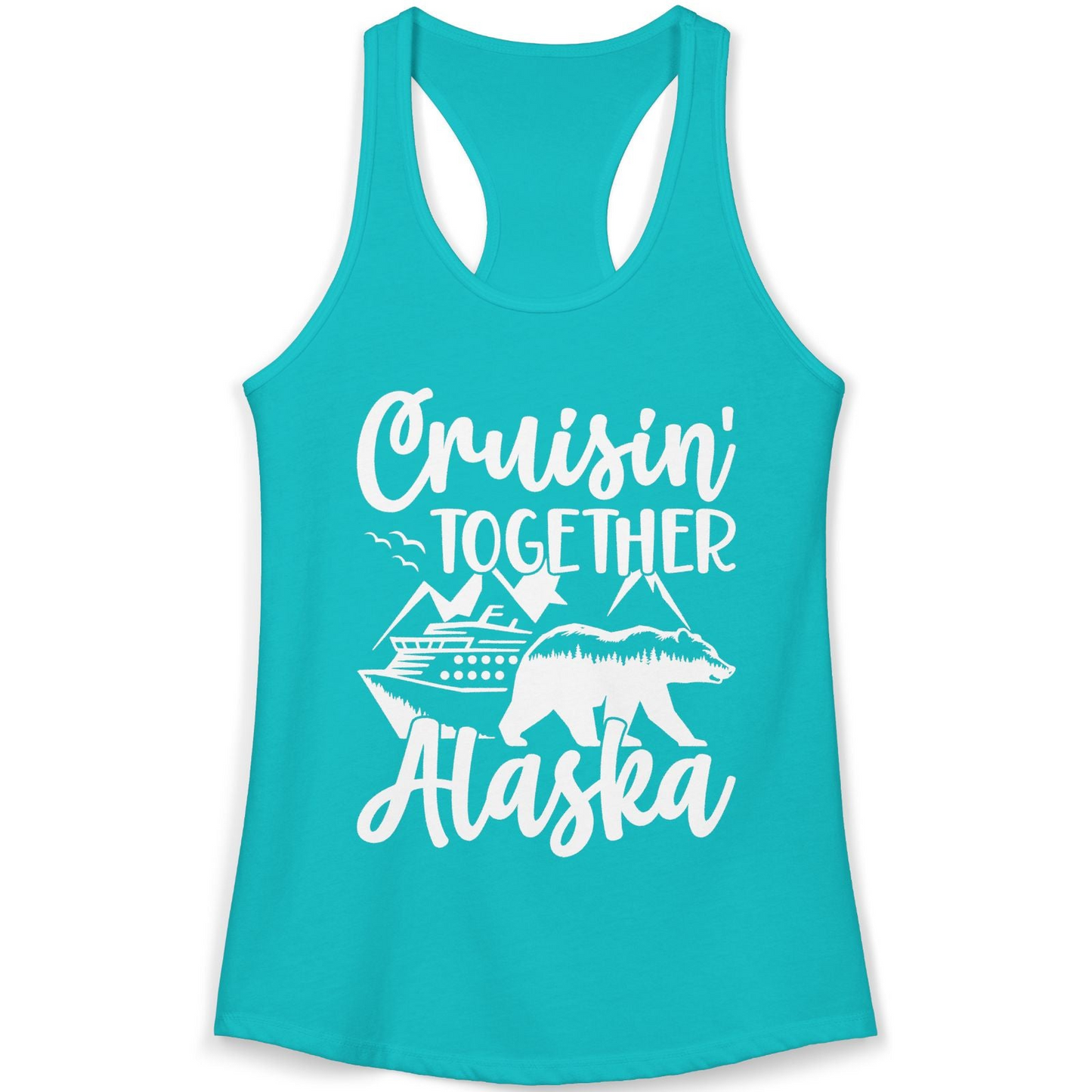 Alaska Cruise Adventure Shirt Ladies Tank Top – Tahiti Blue – Alaska Cruise Shirts