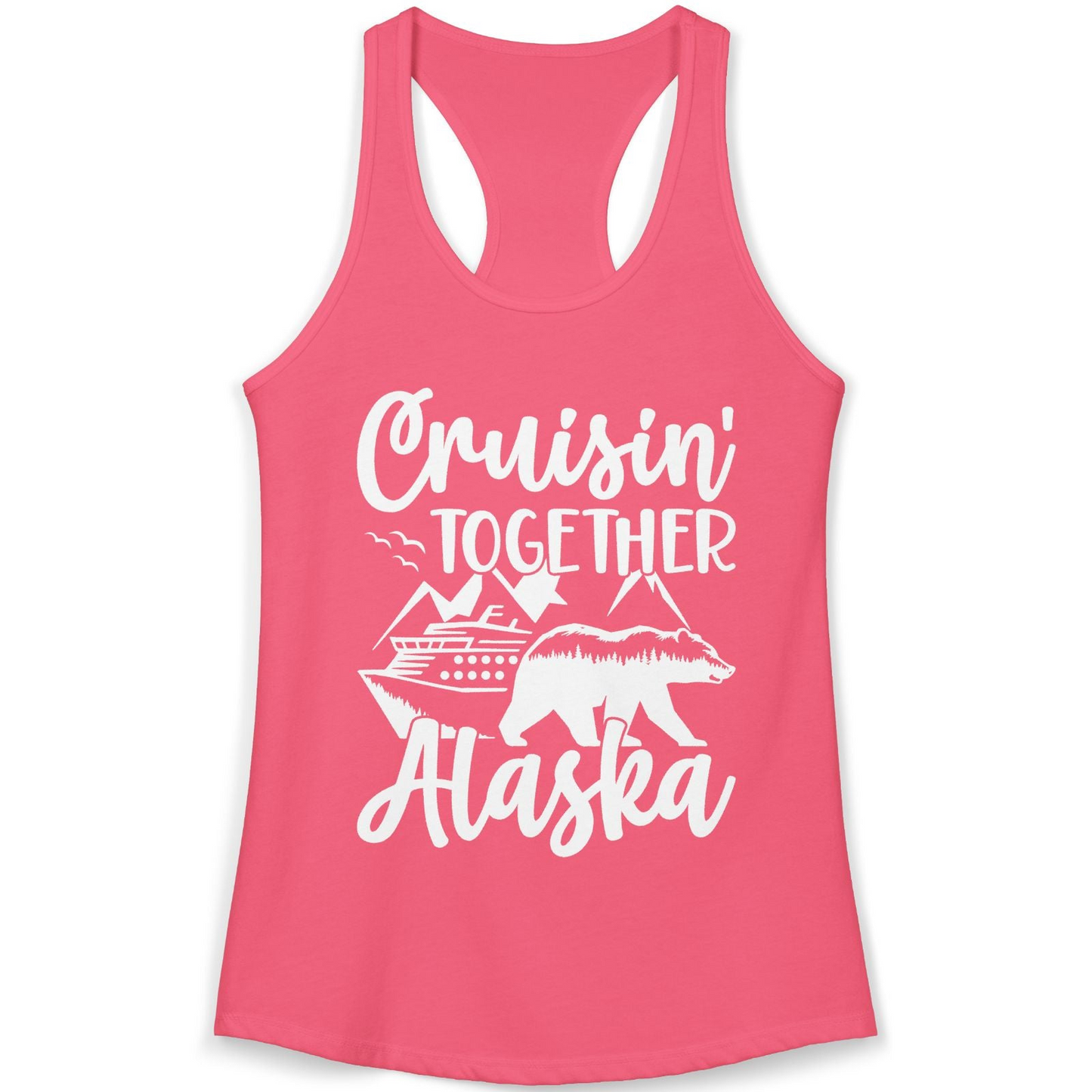 Alaska Cruise Adventure Shirt Ladies Tank Top – Hot Pink – Alaska Cruise Shirts