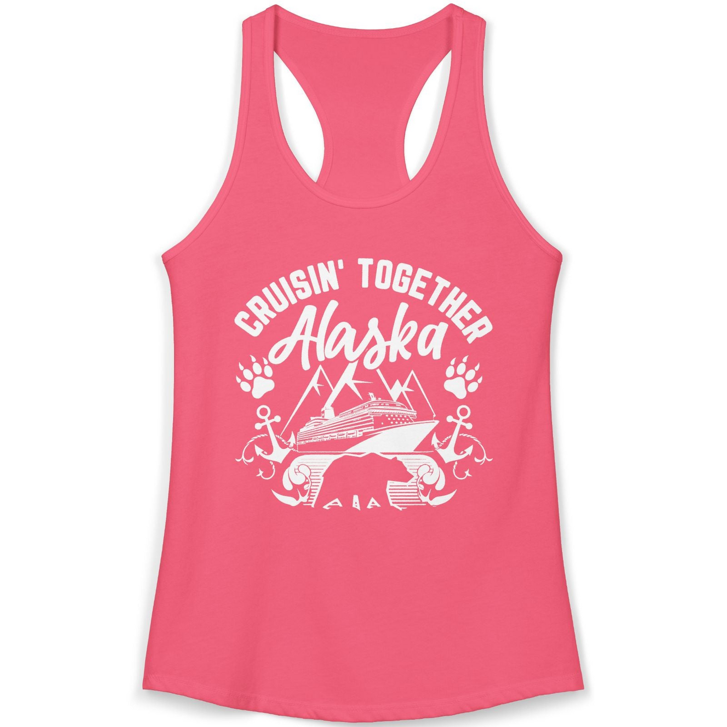 Alaska Cruise Adventure Shirt Ladies Tank Top – Hot Pink – Alaska Cruise Shirts